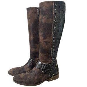 DONALD J. PLINER | Womens Black Leather Brown Suede Gale Knee High Boots size 10